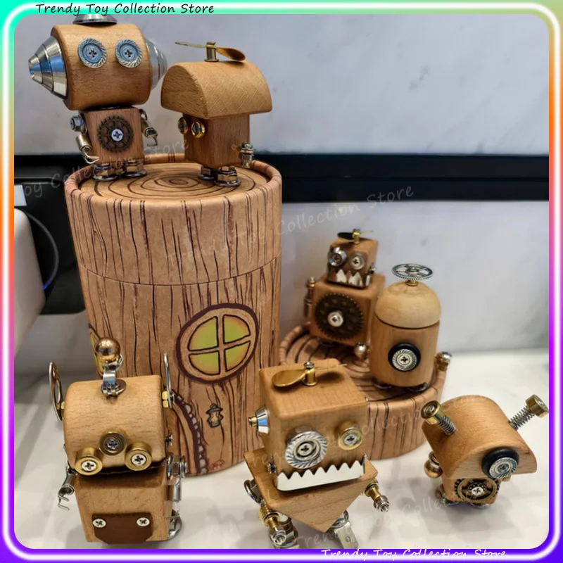 

Mechanical Punk Brick Figure Blind Box: Wooden & Metal Assembled Model, Fashionable Collectible Toy & Gift