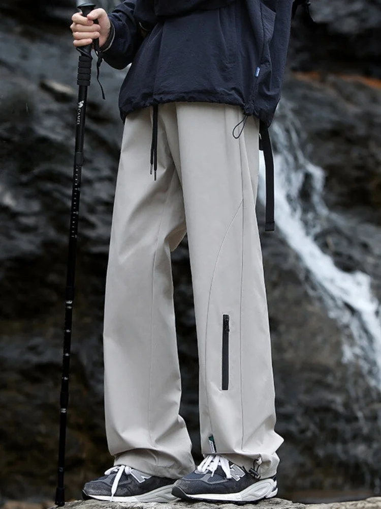 

Water-Resistant Men's Summer Outdoor Work Pants Loose Fit Trousers with Dstring Long Casual Faionable Cargo Trousers