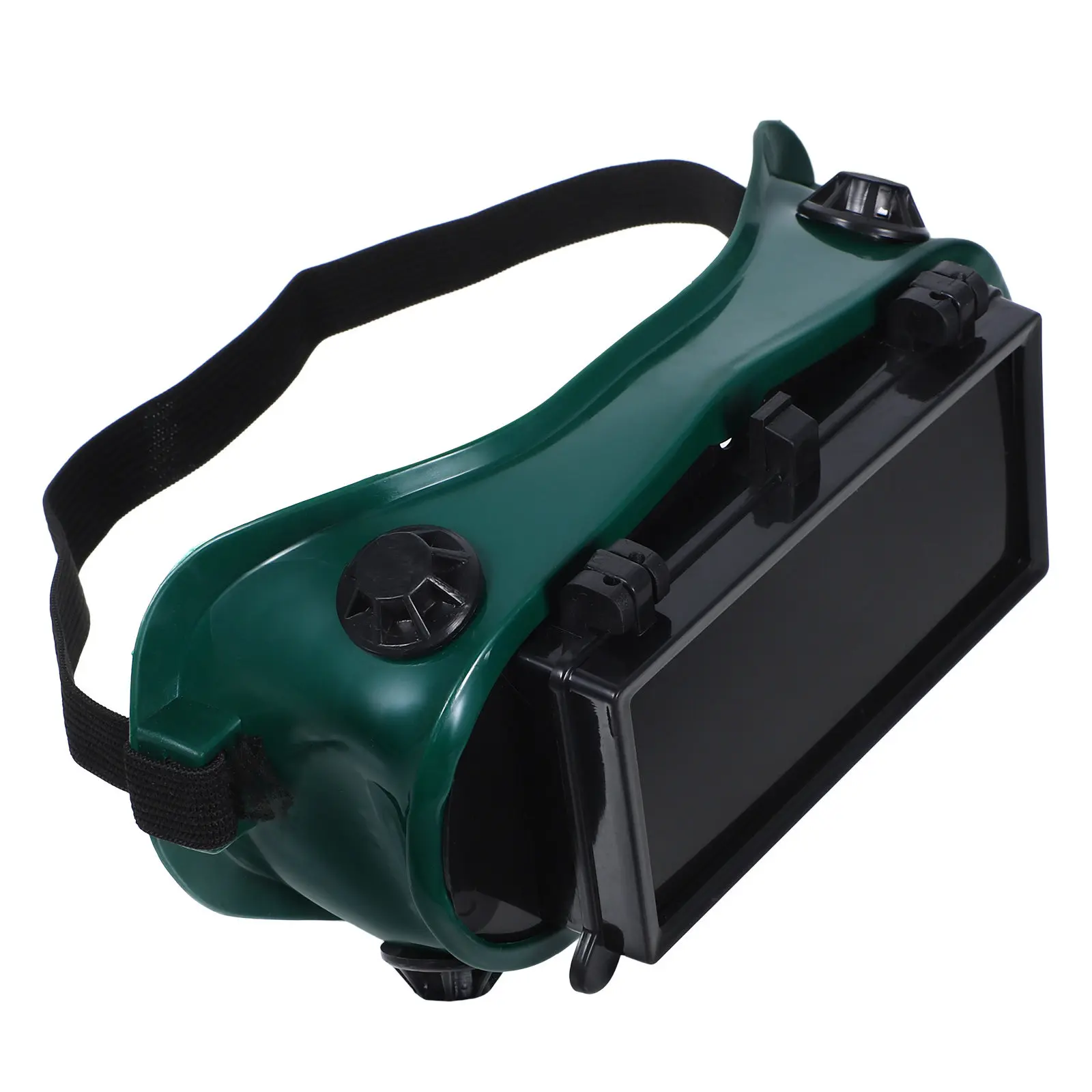 

Сварочные очки с откидной защитной линзой, двухслойная защита, мягкая оправа, регулируемый ремешок, защитные очки для сварщика, защита от царапин, вентиляционные отверстия