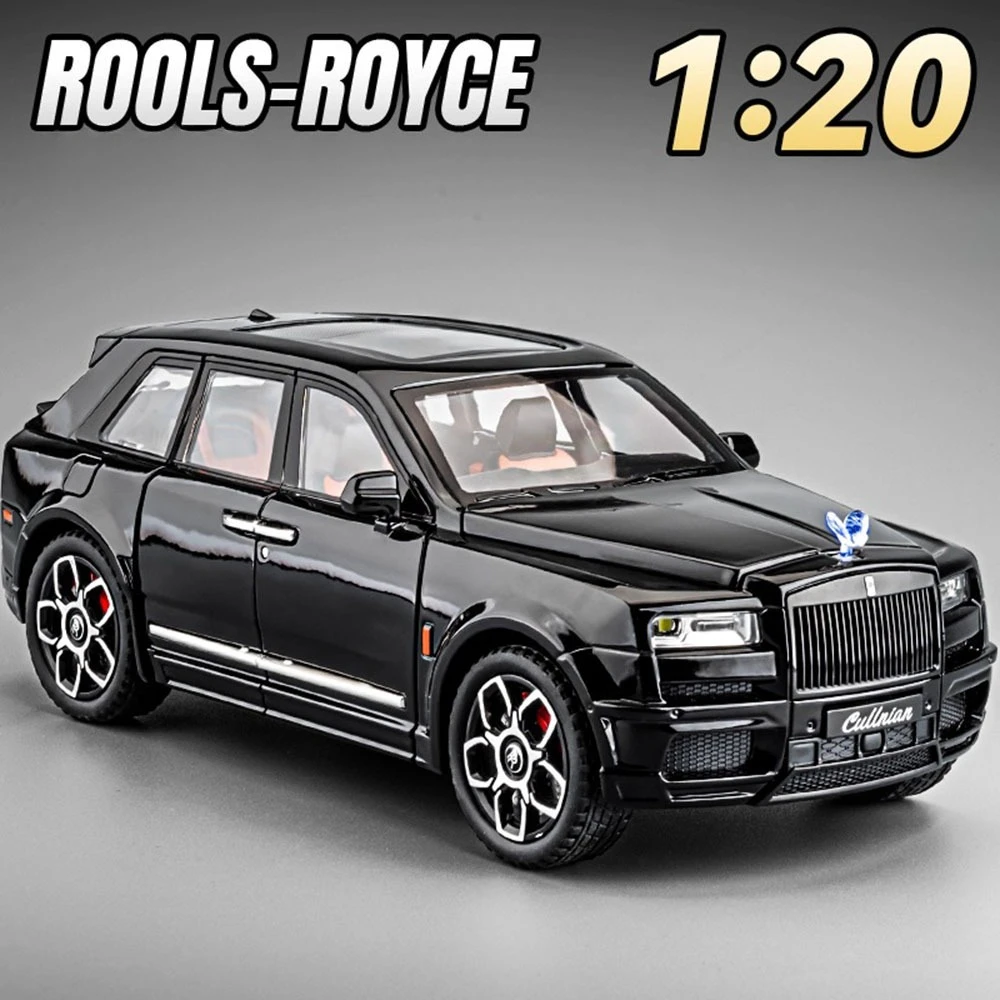 1:20 رولز رويس كولينان شارة سوداء فانتوم سبيكة نموذج اللعب دييكاست سيارة 6 أبواب مفتوحة ضوء الصوت التراجع هدايا عيد الميلاد