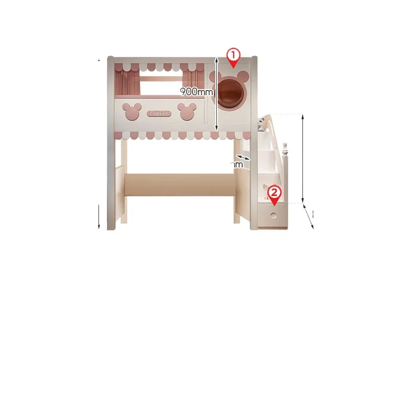 

On and off table combination bed, children's bed, girl princess bed