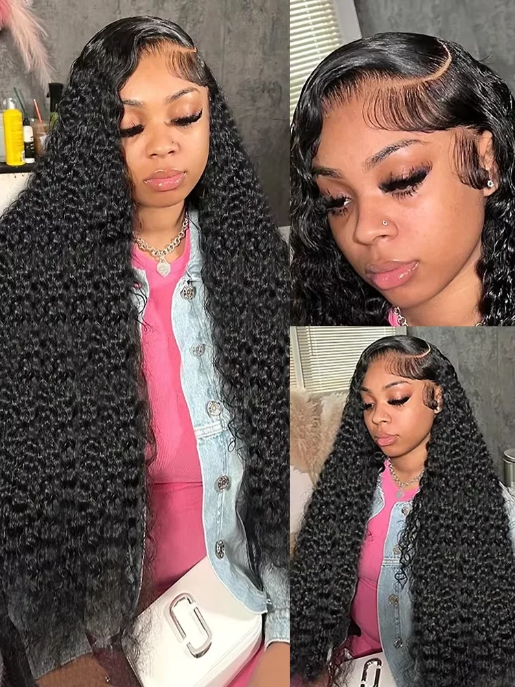 13x4 Deep Wave Lace Front Wigs Human Hair 200 Density 13x6 HD Lace Front Wigs Human Hair Pre Plucked Deep Curly  Wig