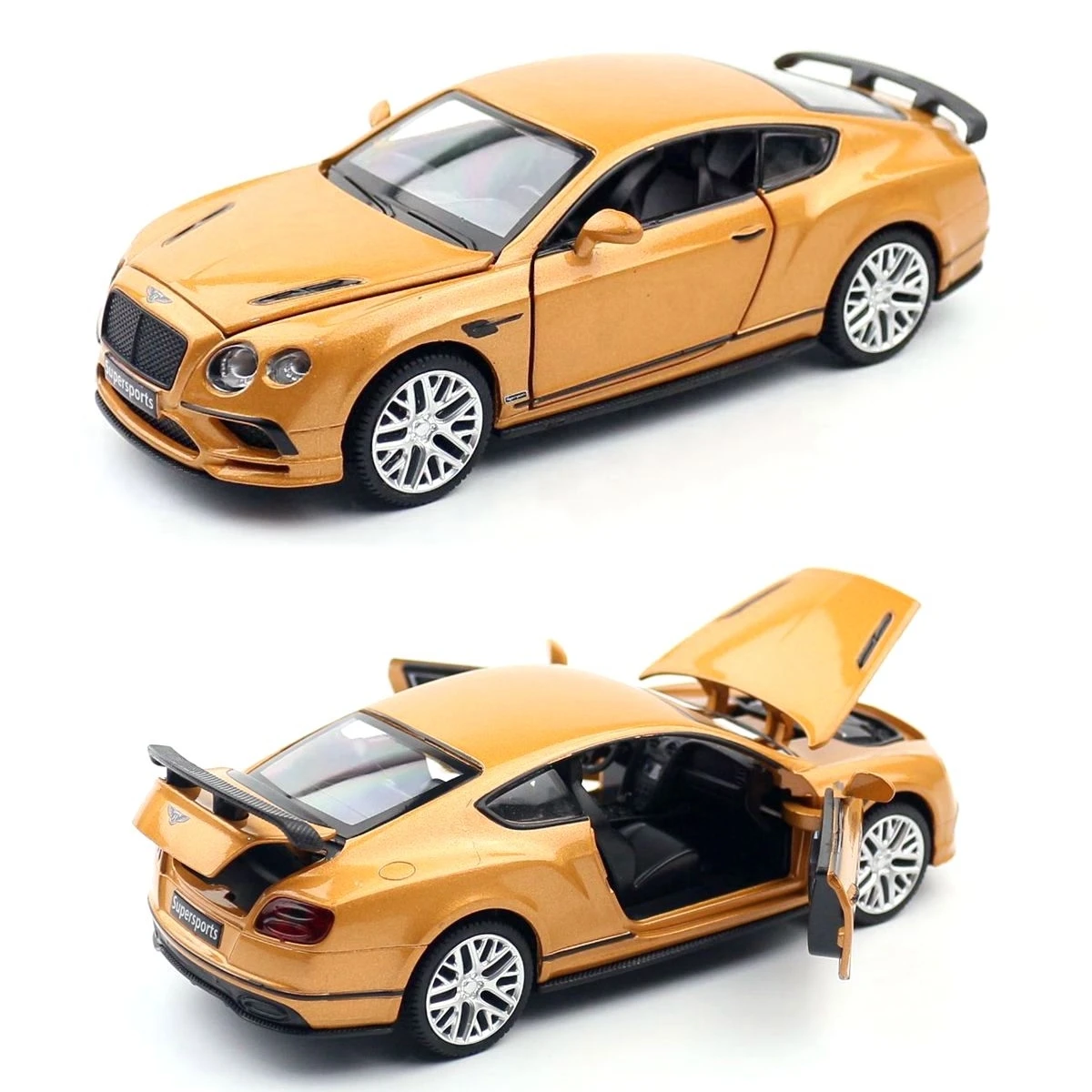 1/32 Bentley Continental Supersport Diecast Alloy Metal Miniature Toy Car Model Pull Back Doors Openable Collection Gift for Boy