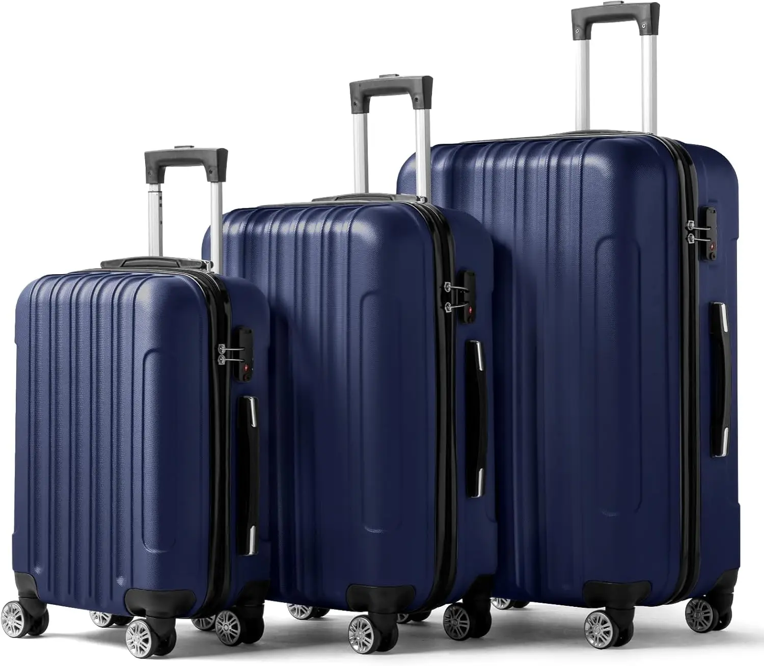 

home Luggage Set of 3 Hardside Carry on Suitcase Sets with Spinner Wheels & TSA lock, Portable Lightweight ABS Luggages