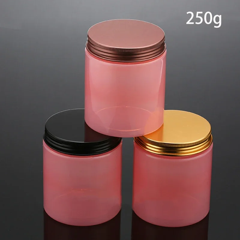 250g Pink Plastic Jar 250ml Cosmetic Cream Face Mask Lotion Candy Pill Coffee Beans Refillable Bottle 10pcs