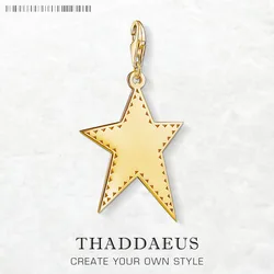 Golden Star Dangle Charm Pendant Brand New 925 Sterling Silver Rock Gift For Women Men Jewelry