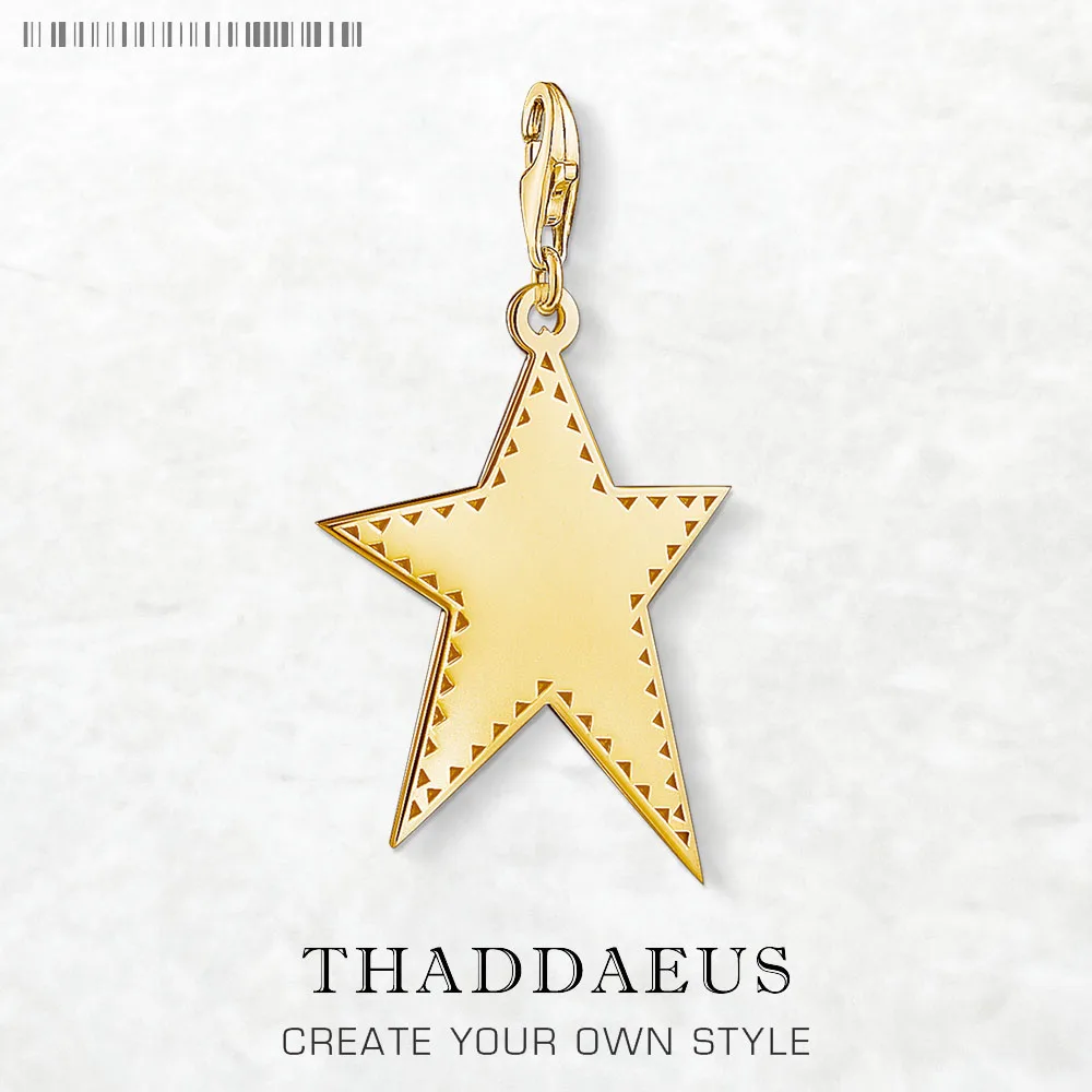 Golden Star Dangle Charm Pendant Brand New 925 Sterling Silver Rock Gift For Women Men Jewelry