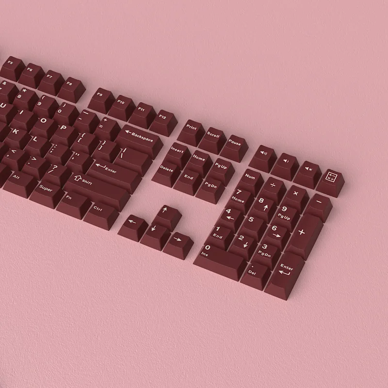 Keycap Personality Spot Crimson Keycap PBT Material Engraved Small Full Set of 126 Keys Original Factory Height Two-color