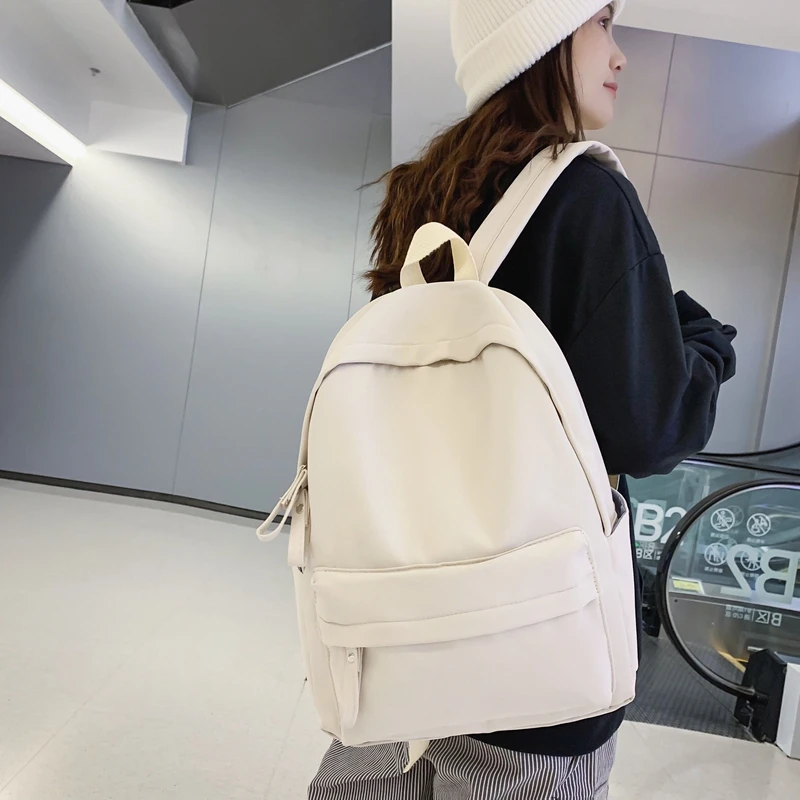 

SEETIC Fashion Women Backpack Female School Bag For Teenager Girls Anti Theft Laptop Shoulder Bags Solid Color Travel Backpack