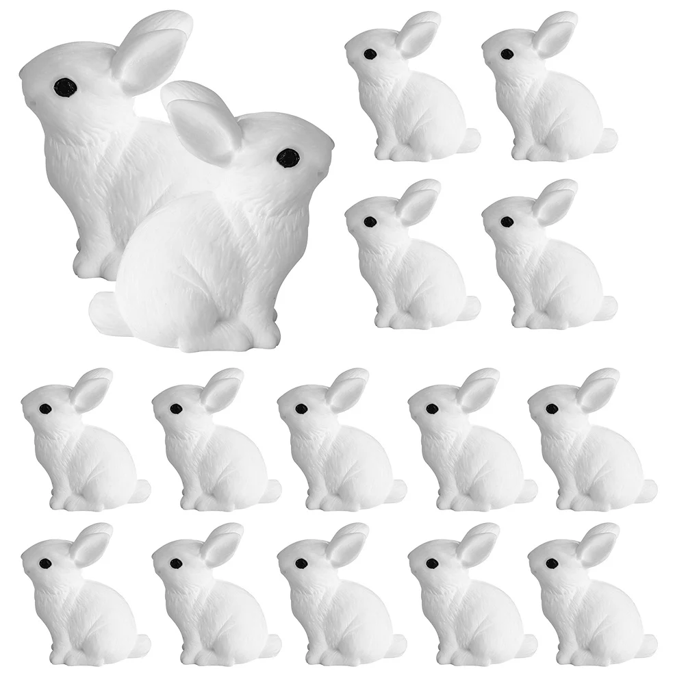 

16Pcs Mini Resin Rabbit Statues Animal Ornaments Garden Home Decoration Bunny Crafts Rabbit Figurine Micro Landscape Bunny