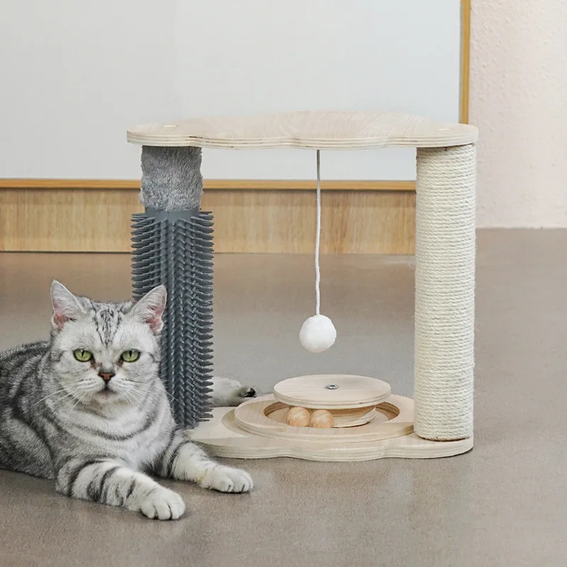 

Cloud Game Cat Scratching Post, Small Multi-layer Solid Wood Toy, Turntable Shaver, White Hemp, New