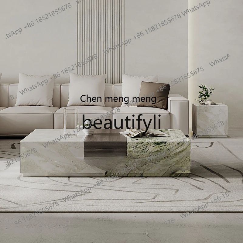 

Итальянский минималистичный журнальный столик из натурального мрамора, комбинация ТВ-шкафа, прямоугольное хранилище, роскошный камень