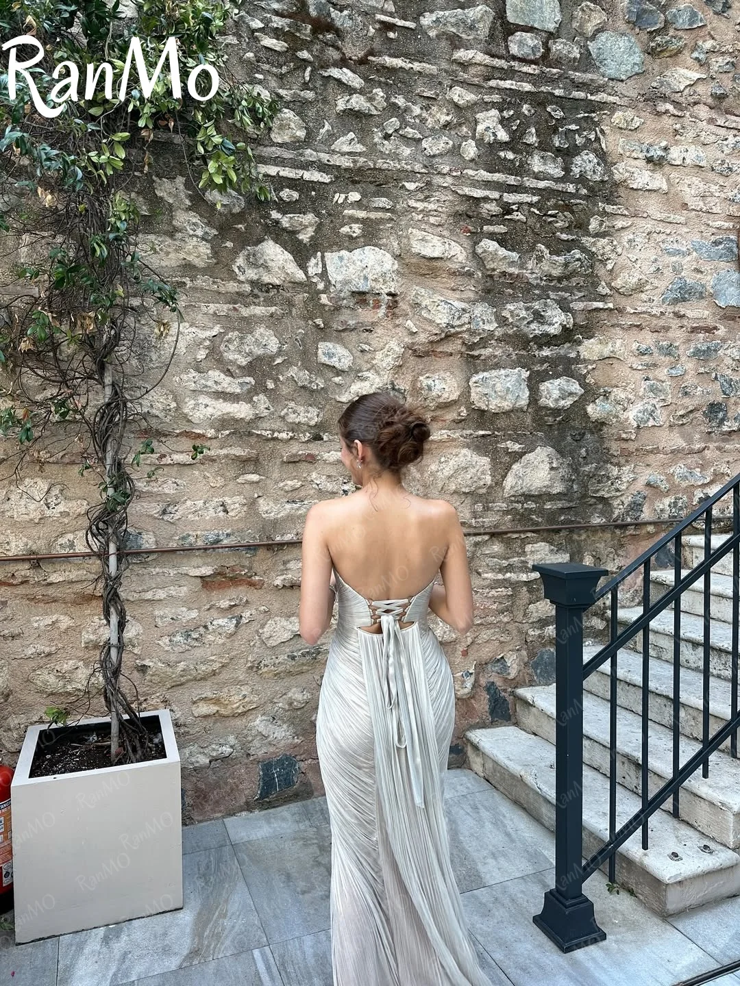 Ranmo 2025 New Customized Scalloped Prom Dresses Mermaid Sleeveless Pleated High fork Floor Length Party Dresses Evening Dresses