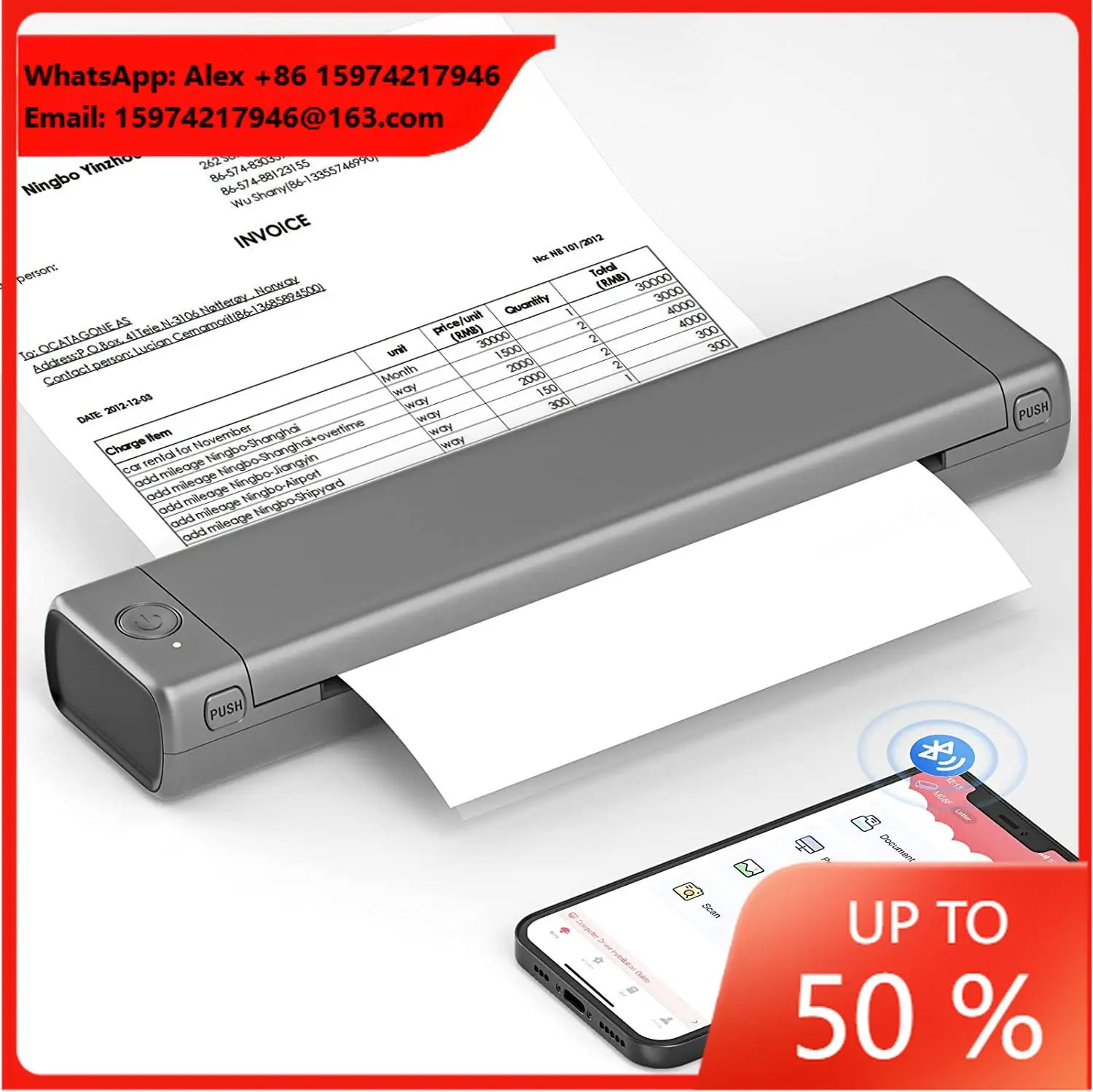 For A4 Portable Wireless BT Mini Hand Thermal Pocket Printer 203DPI 152MM/S In Stock For Mobile Phone