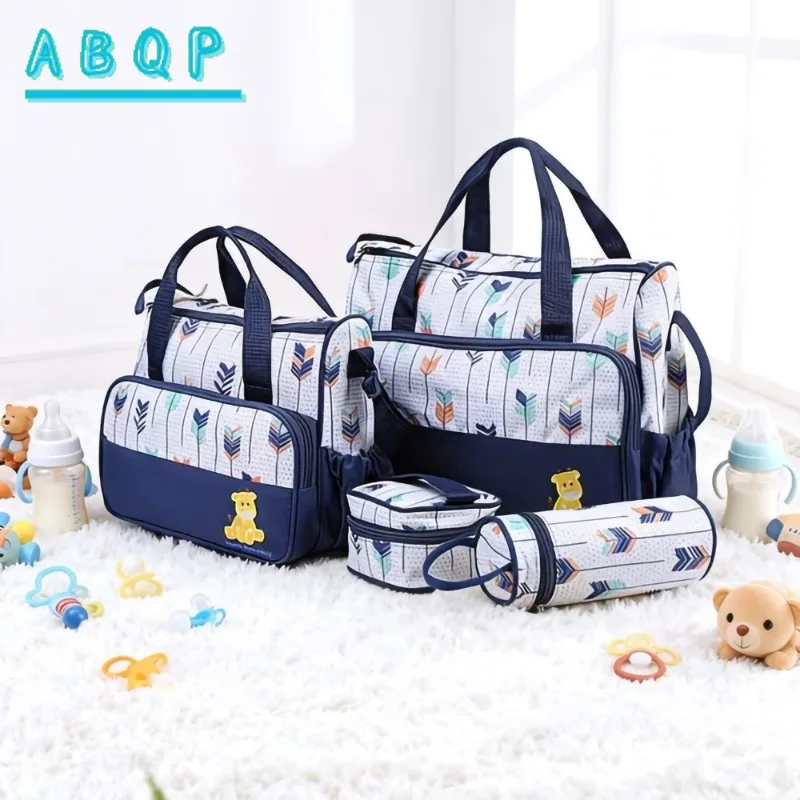 New Baby Diaper Bag 5-piece Set Large-capacity Multi-functional Baby Bag Large-capacity Portable Baby Products Storage Bag
