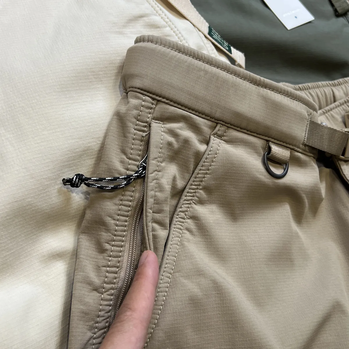 Amekaji Comfortable to Wear Stretch Fleece Super Thick Micro Cone Solid Color Zipper Pocket Casual Pants Overalls Winter
