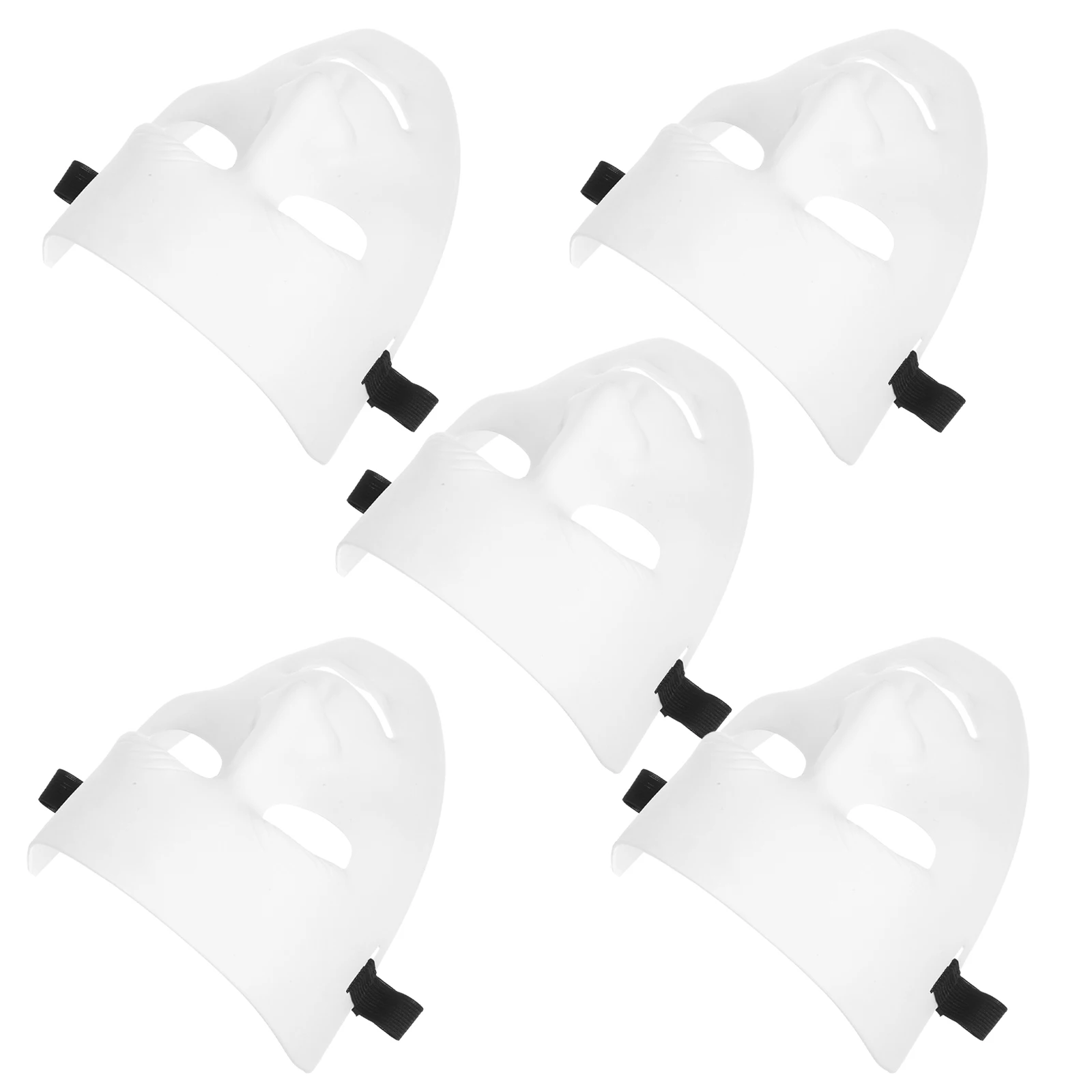 

5pcs Full Face Mask White Plastic Costume Mask For Halloween Masquerade Party Carnival Cosplay Dance Performance Street Dancer