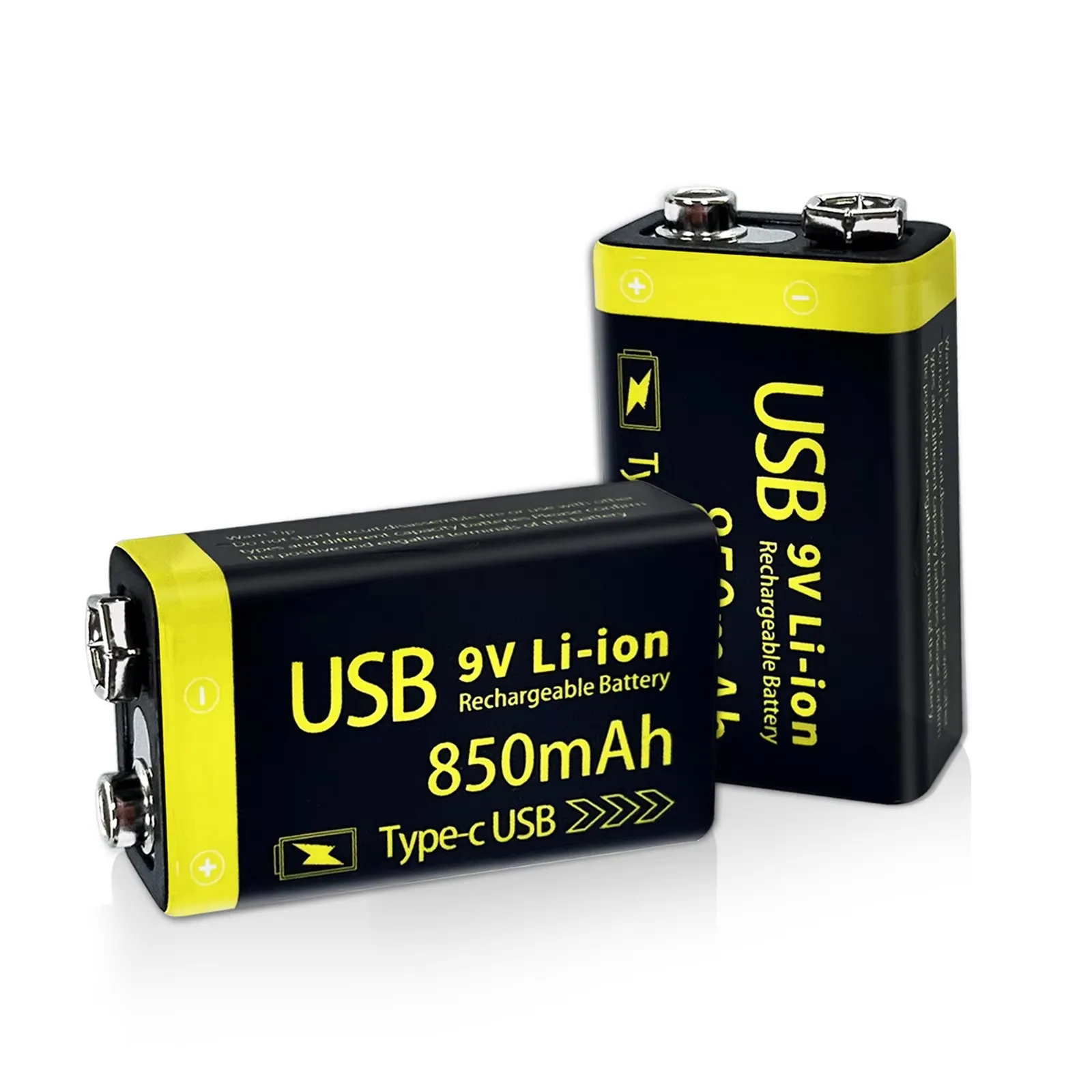 Kuugro 9V Rechargeable Li-ion Battery 850mAh USB Charging 6F22 Compatible with RC Helicopter Model Multimeter Toy