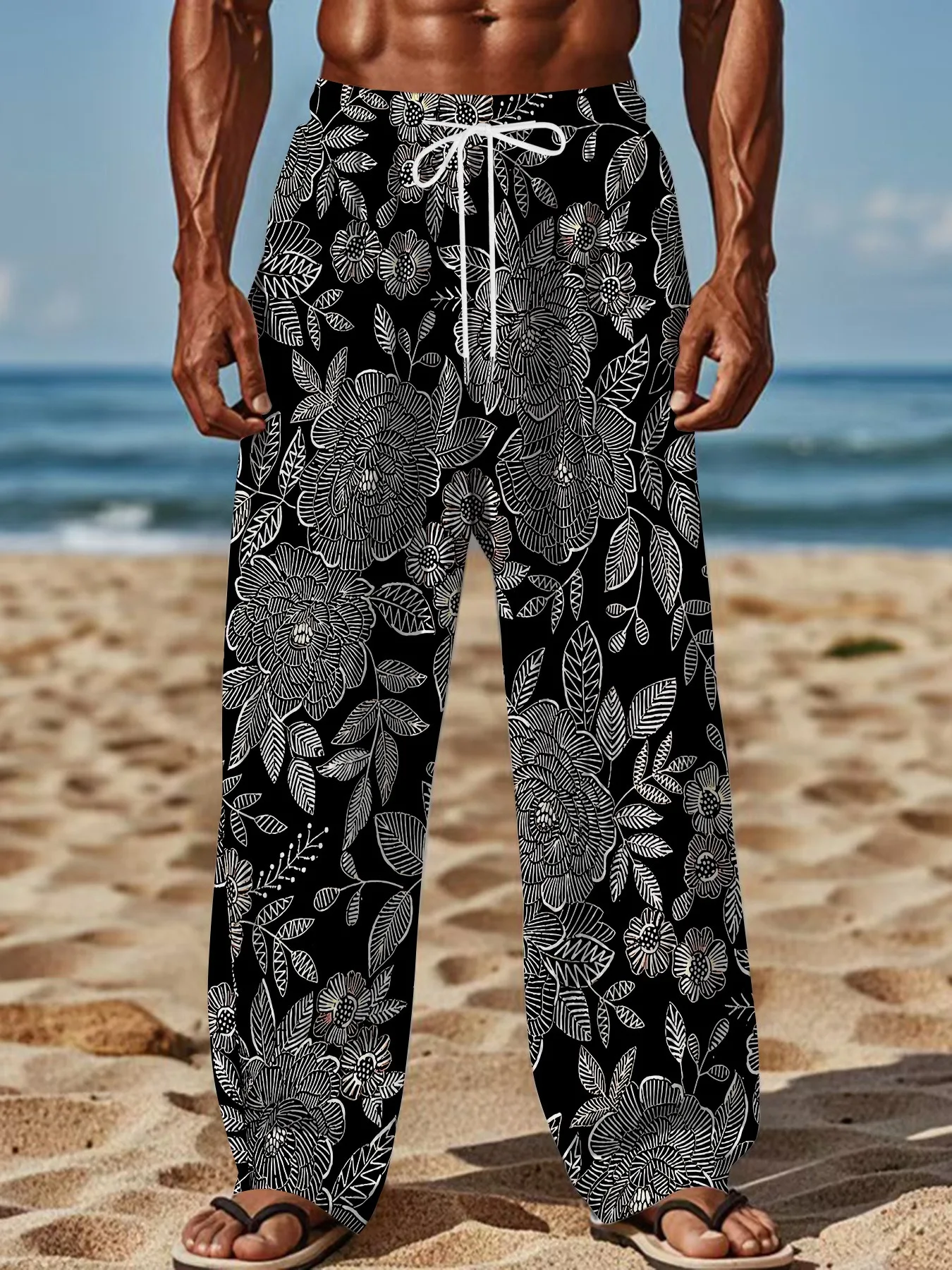 

Bohemian 3D Printed Men's and Women's Matching Pants with Elastic Waist, Casual and Fashionable Streetwear Pants