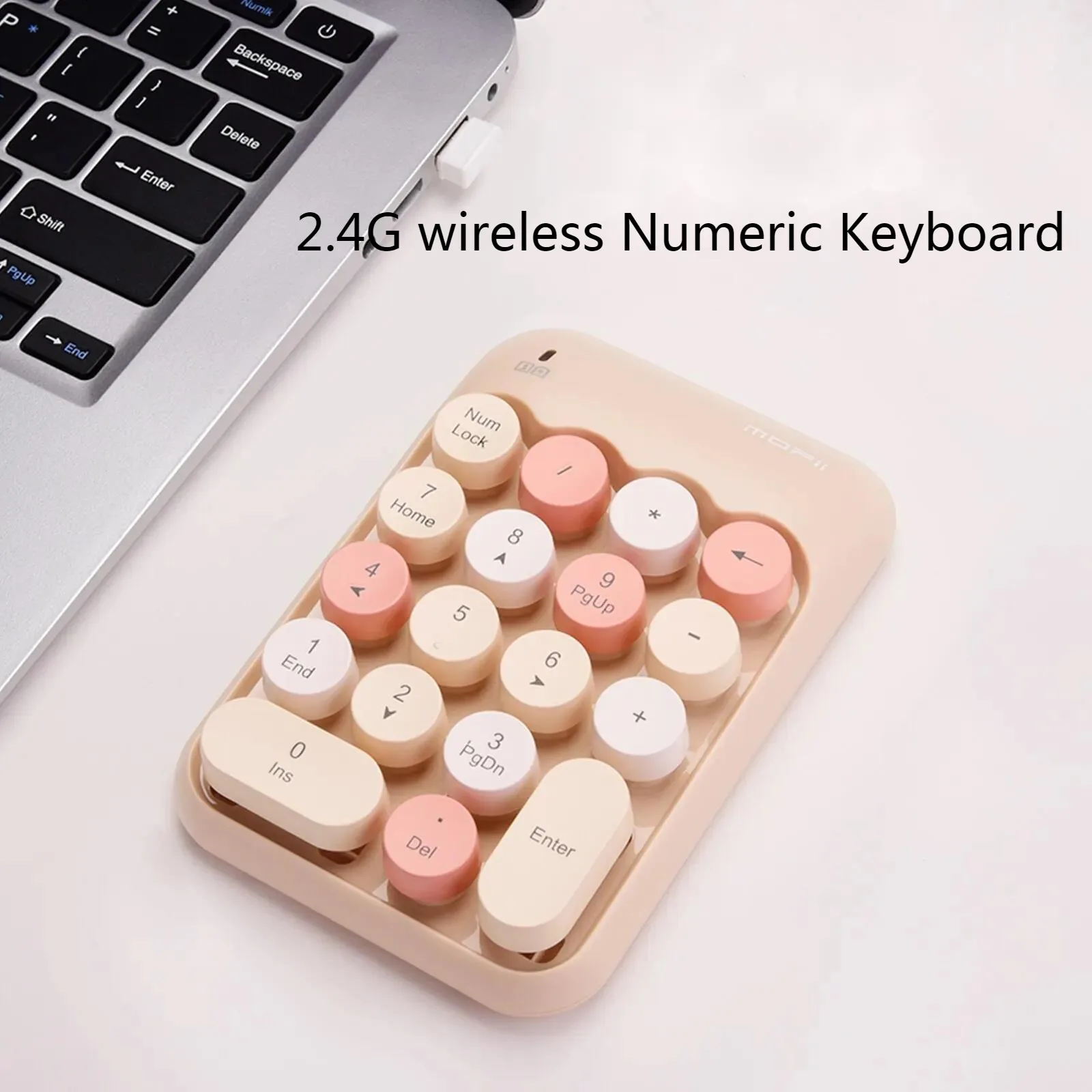 

Лидер продаж, беспроводная цифровая клавиатура 2,4G, цветная мини-портативная клавиатура в стиле ретро, Plug and Play, удобная и быстрая механическая клавиатура