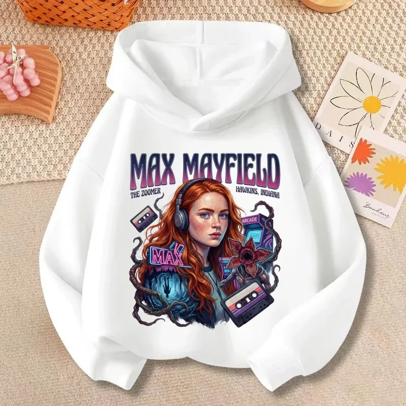 

Толстовка с капюшоном Stranger Things Max Mayfield для детей, толстовка с принтом The Zoomer, повседневный пуловер для мальчиков и девочек