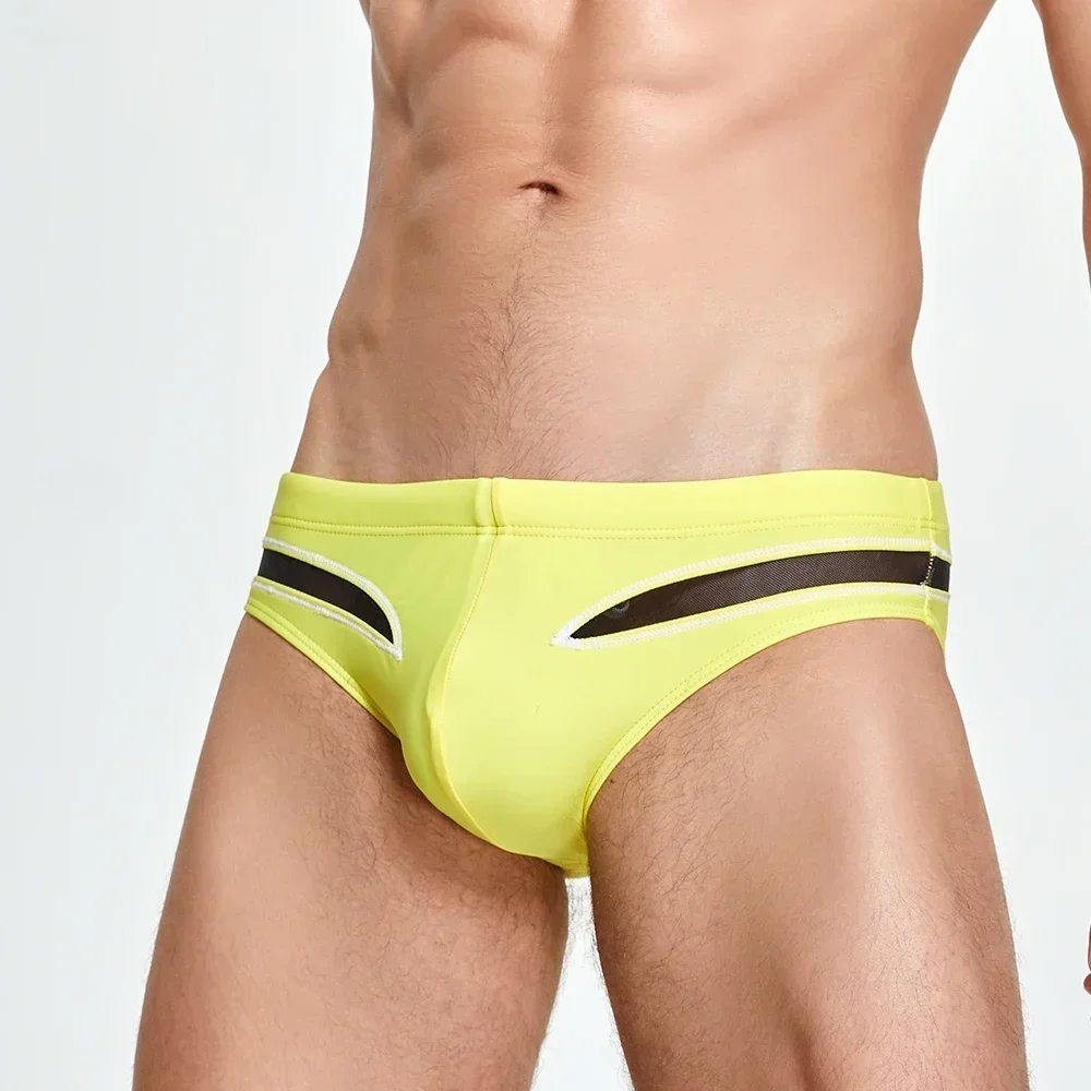 Seobean Men's Swimwear New Design Sexy Mesh Underwear Briefs Breathable Quick Dry Comfortable Fit Swimming Trunks for Men