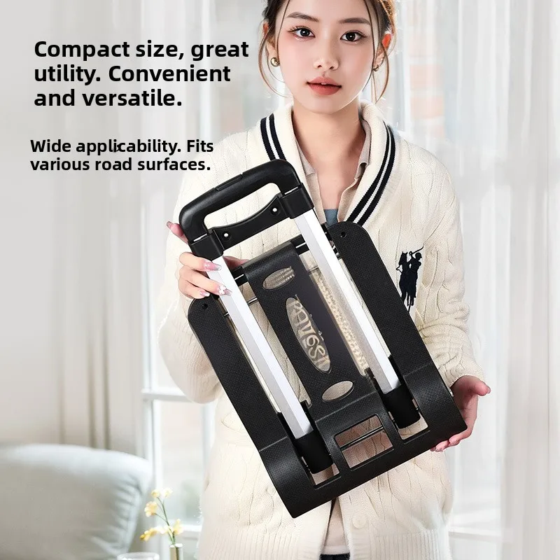 Portable Lightweight Hand Pulling Shopping Cart Vegetable Buying Trolley Small Push Cart Load Bearing Bar Cart Home Use