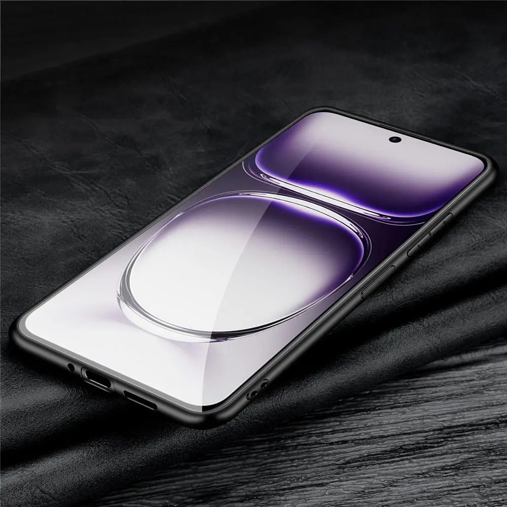 Genuine Leather Slim Case for OPPO Reno12 Pro/Reno12 Metal Ring Business Back Cover