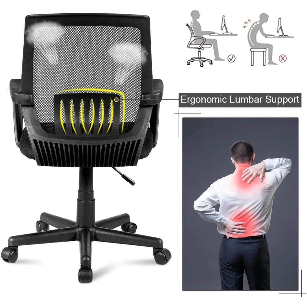 Office Computer Desk Chair-High Back Ergonomic Executive Office Seating Lumbar Support Breathable Adjustable Swivel Task Chairs
