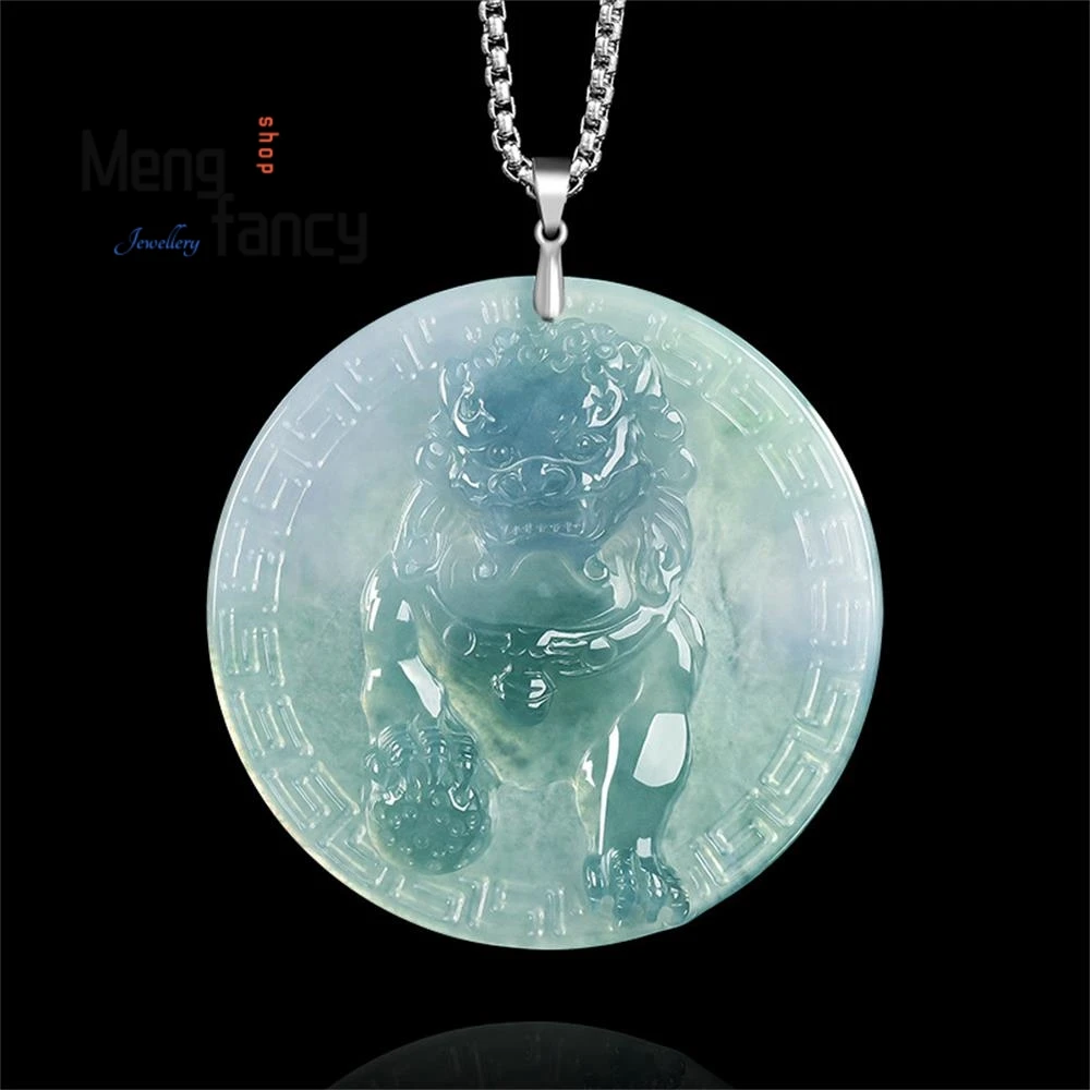 

Natural A-grade Jadeite Blue Water Qilin Pendant Ice-type Jade Exquisite Fashion Jewelry Couple High-grade Luxury Holiday Gifts