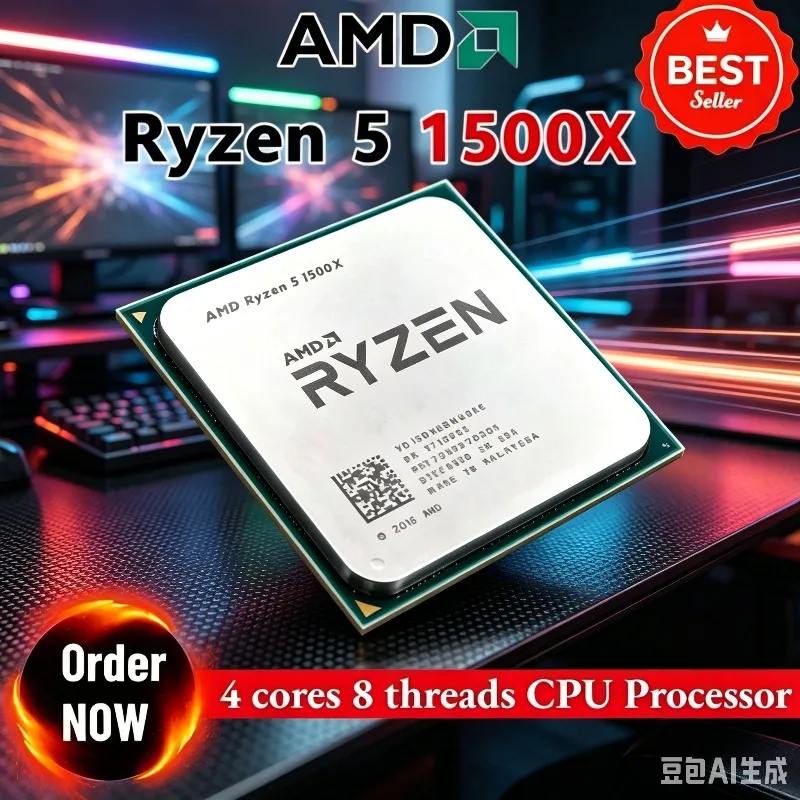 Processeur AMD Ryzen 5 1500X 100% neuf, original, R5 1500X, 3,5 GHz, 4 cœurs, 8 threads, L3=16M, 65W, YD150XBBM4GAE, socket AM4