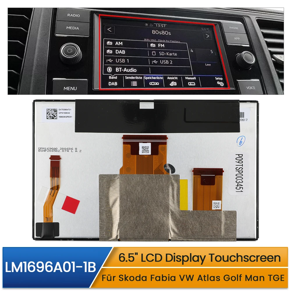 

LM1696A01-1D 6,5-дюймовый ЖК-экран с сенсорным экраном для Skoda Fabia3 для VW Tiguan Golf Transporter T6 T6.1 Crafter MIB Автомобильное радио