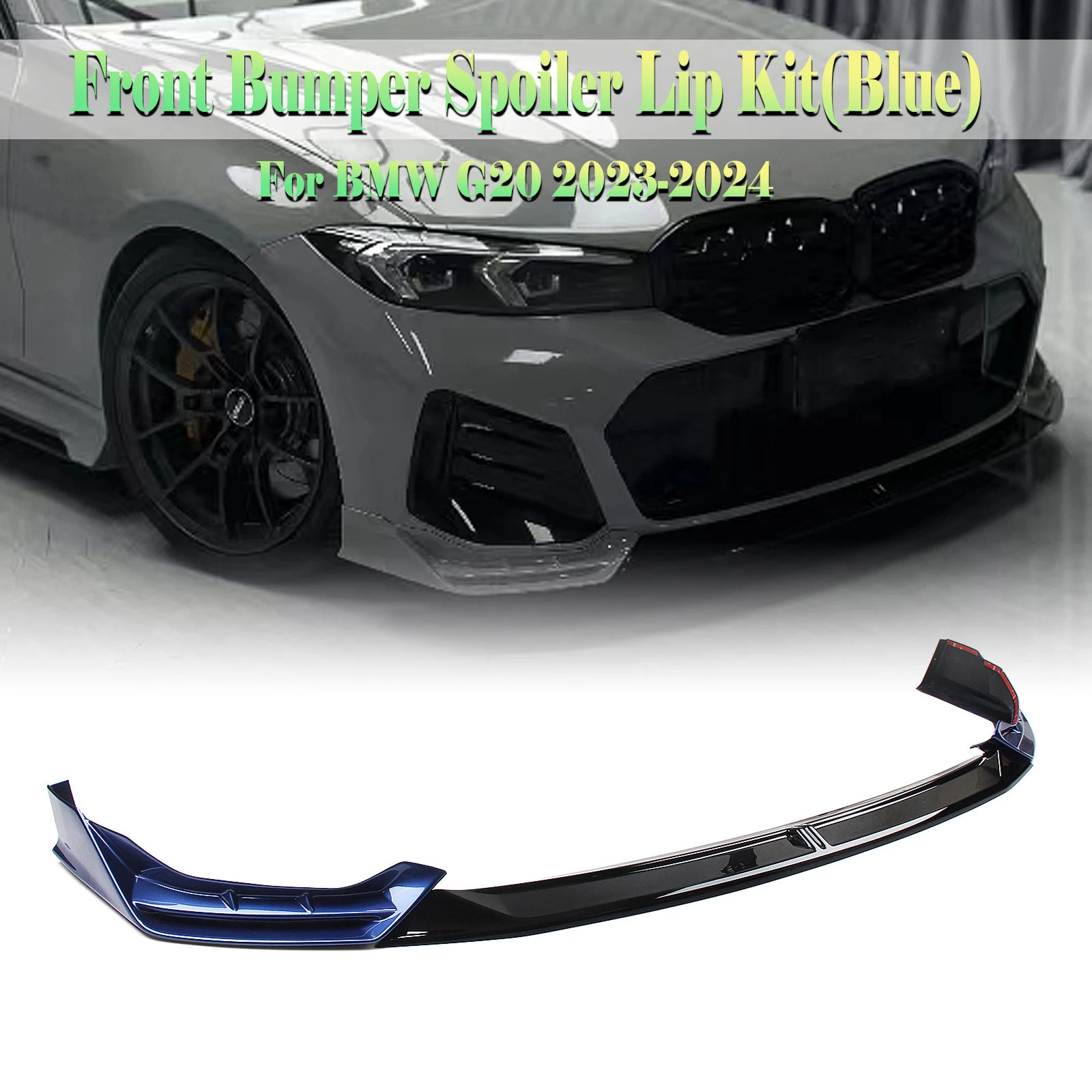 

For BMW 3 Series G20 LCI 330i M340i Sport 2023-2024 Front Bumper Spoiler Lip+Side Splitter Corner Cover Protector Guard Plate