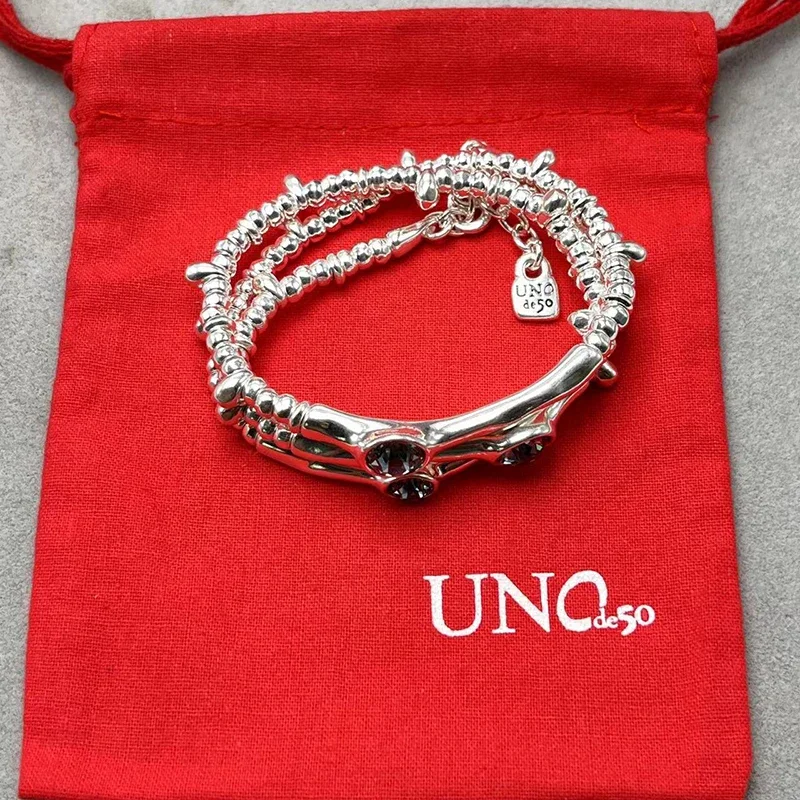 UNOde50-pulsera exquisita de gemas azules para mujer, bolso de regalo romántico, moda europea y americana, alta calidad, novedad de 2023