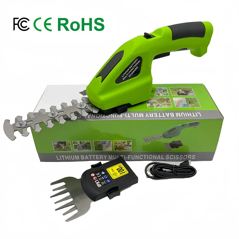 Cordless Electric Hedge Trimmer - 2-in-1 Lithium Battery Grass Shear for Garden & Lawn, Lightweight One-Handed Pruning Tool