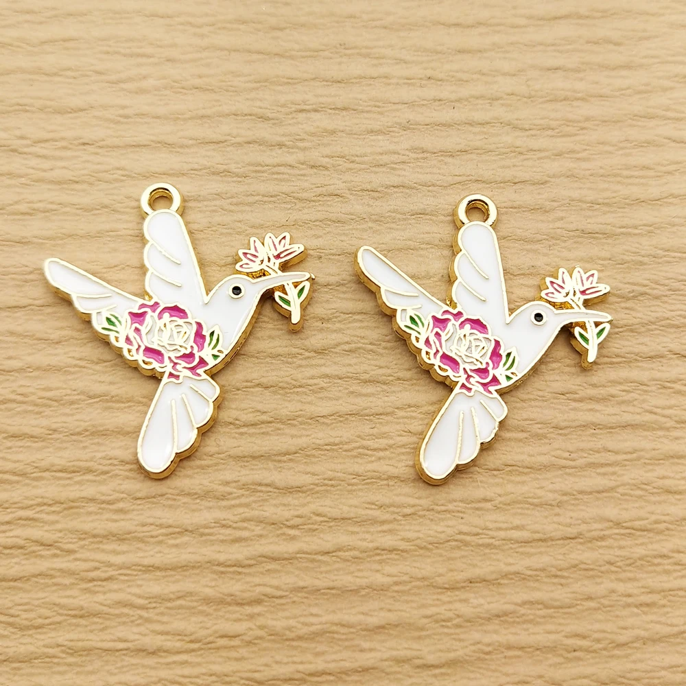 10pcs Flower Hummingbird Butterfly Bee Dragonfly Beetle Charm for Jewelry Making Earring Pendant Accessories Metal Gold Plated