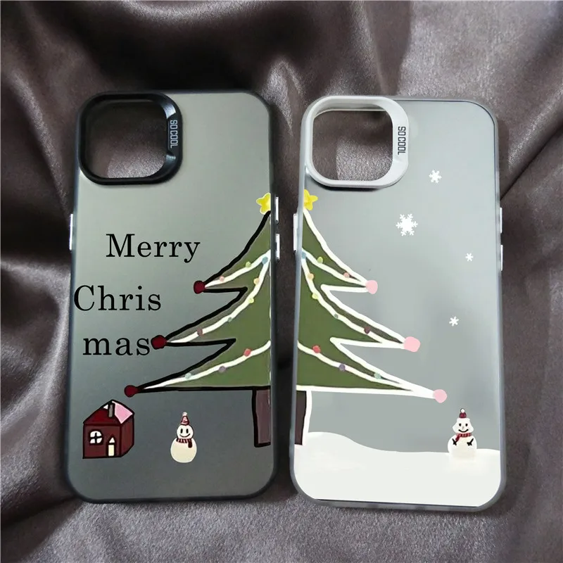 Christmas Tree New Year Gifts Couple Phone Case for IPhone 16 13 14 15 Pro Max 11 12 13Mini Lover Paired Shockproof Cover Fundas