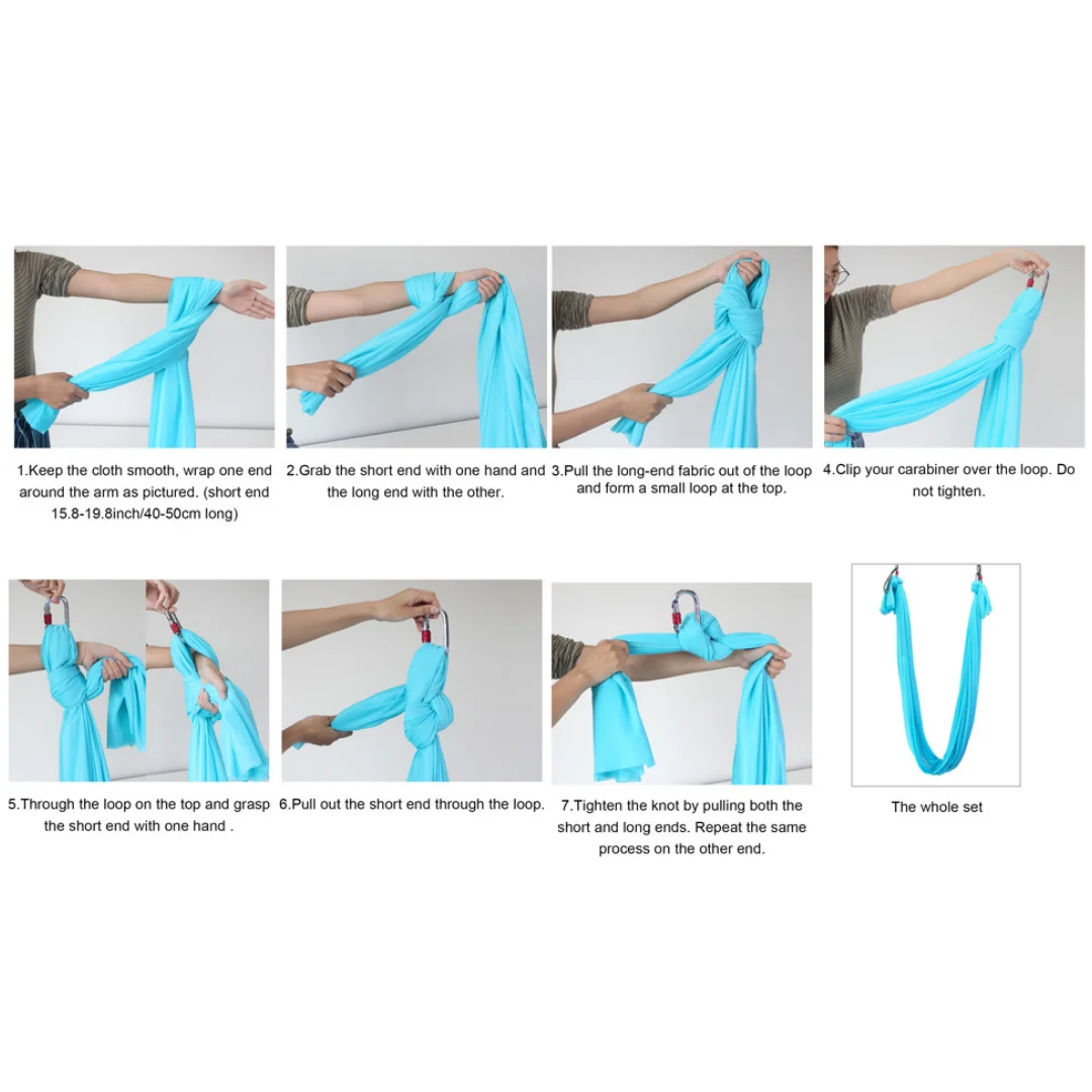 مجموعة أرجوحة اليوغا الحريرية الجوية L: 5 م W: 2.8 م - مجموعة أرجوحة اليوغا الجوية المضادة للجاذبية مناسبة للياقة البدنية والرقص، تتضمن خطافات وحبل أقحوان قابل للتعديل #6