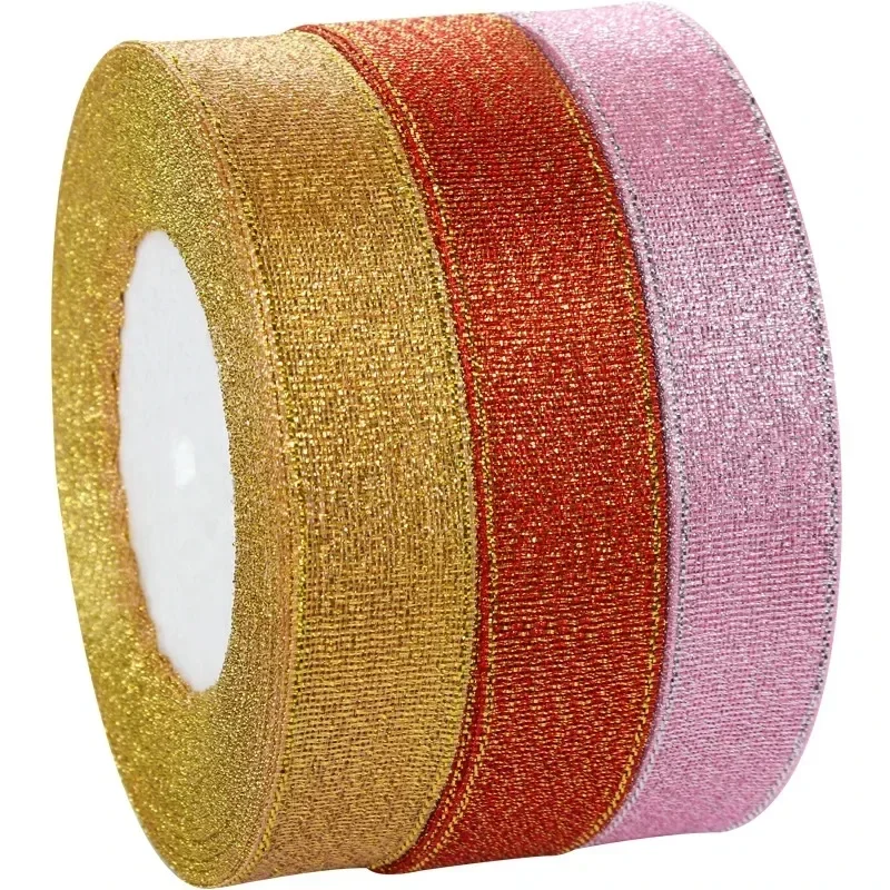 25yards (6mm-40mm) Glitter Ribbon DIY Artificial Silk Roses Crafts Wedding Supplies Sewing Accessories Scrapbooking Material