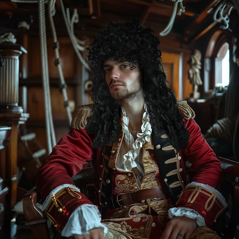 Peruka Kapitana Jacka Sparrowa, inspirowana stylem punkowym, z długimi kręconymi włosami, idealna na imprezy koktajlowe i do odgrywania ról, inspirowana filmami o piratach z Karaibów, dla mężczyzn.