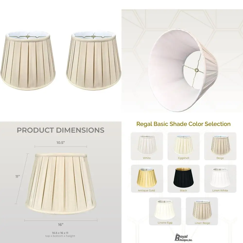 

Круглый плиссированный базовый абажур бежевого цвета, набор из 2 шт., 10,5 x 16 x 11 дюймов, английский дизайн в стиле ампир, подходит для домашнего освещения