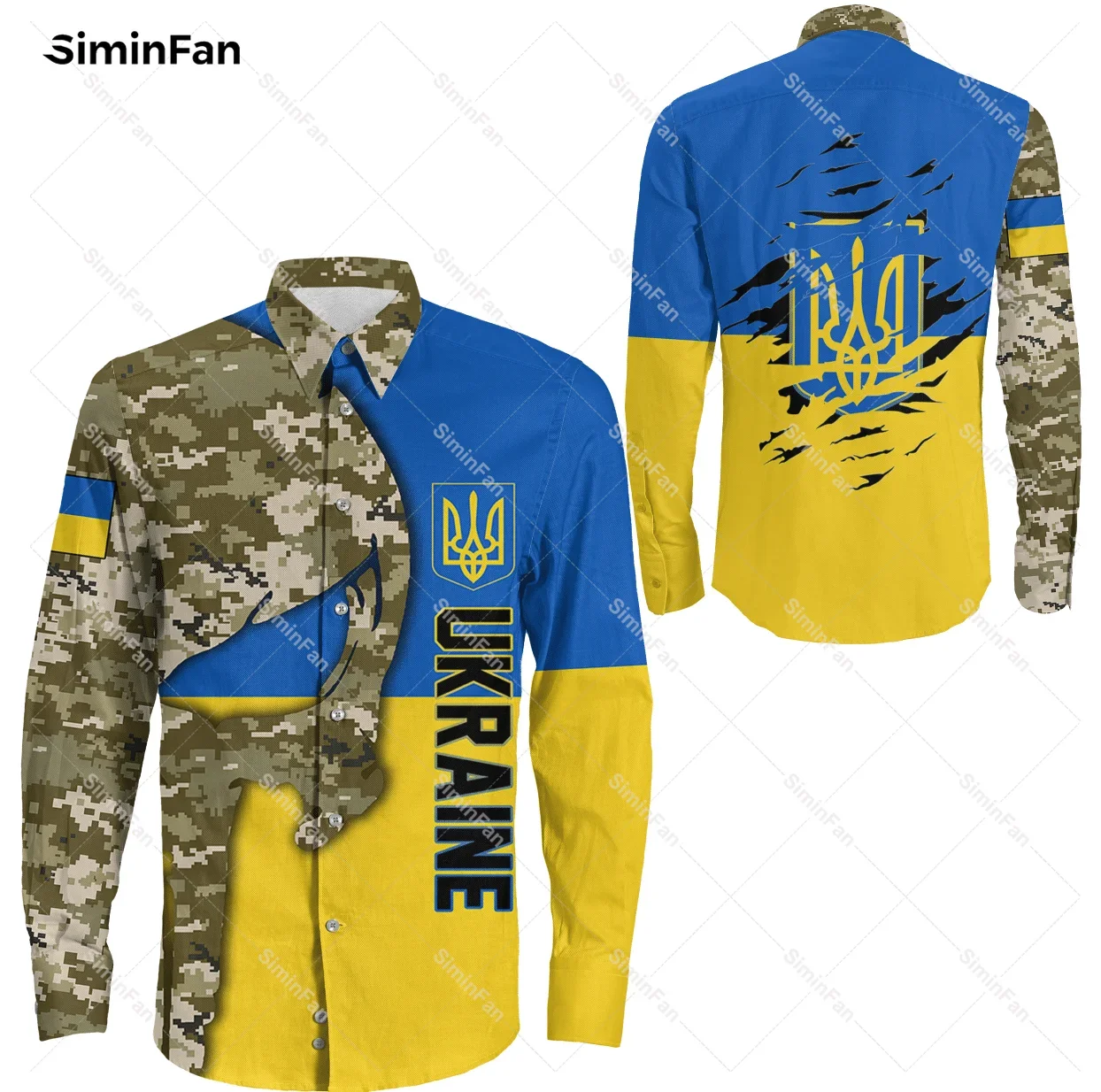 Ukraine Ukrainian Pattern 3D All Over Printed Mens Long Sleeve Shirts Male Female Blouses Unisex Clothes Cuban Collar Top