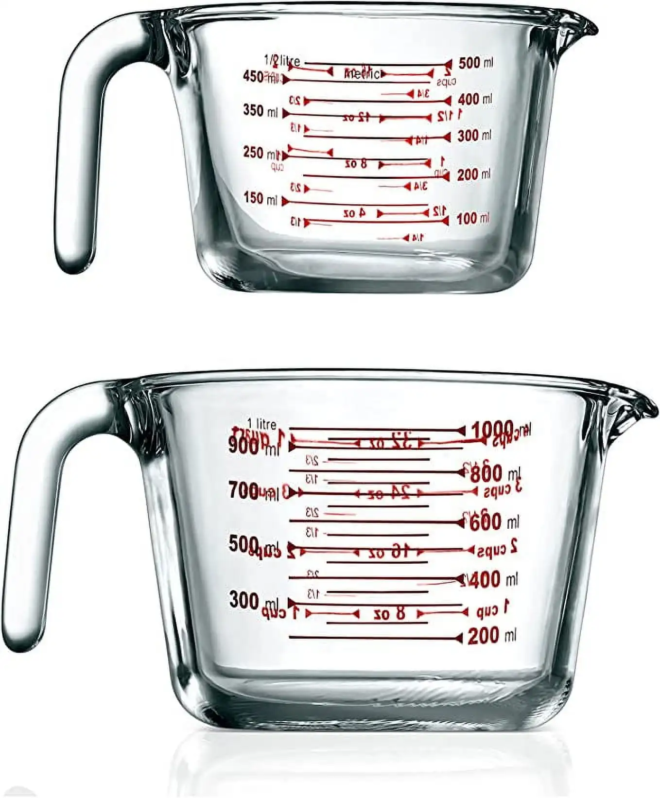 

2Pieces Measuring Cups Premium Heat Resistant Borosilicate Glass Measuring Cups W/ Handle
