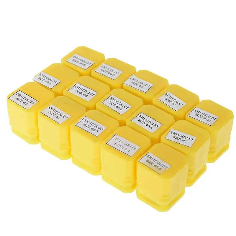 Imagem -06 - Conjunto Er11 da Mola da Precisão de 15 Peças Conjunto do Aro Er11 para a Ferramenta do Mandril do Torno de Trituração da Gravura do Cnc mm a mm e Polegadas Polegadas