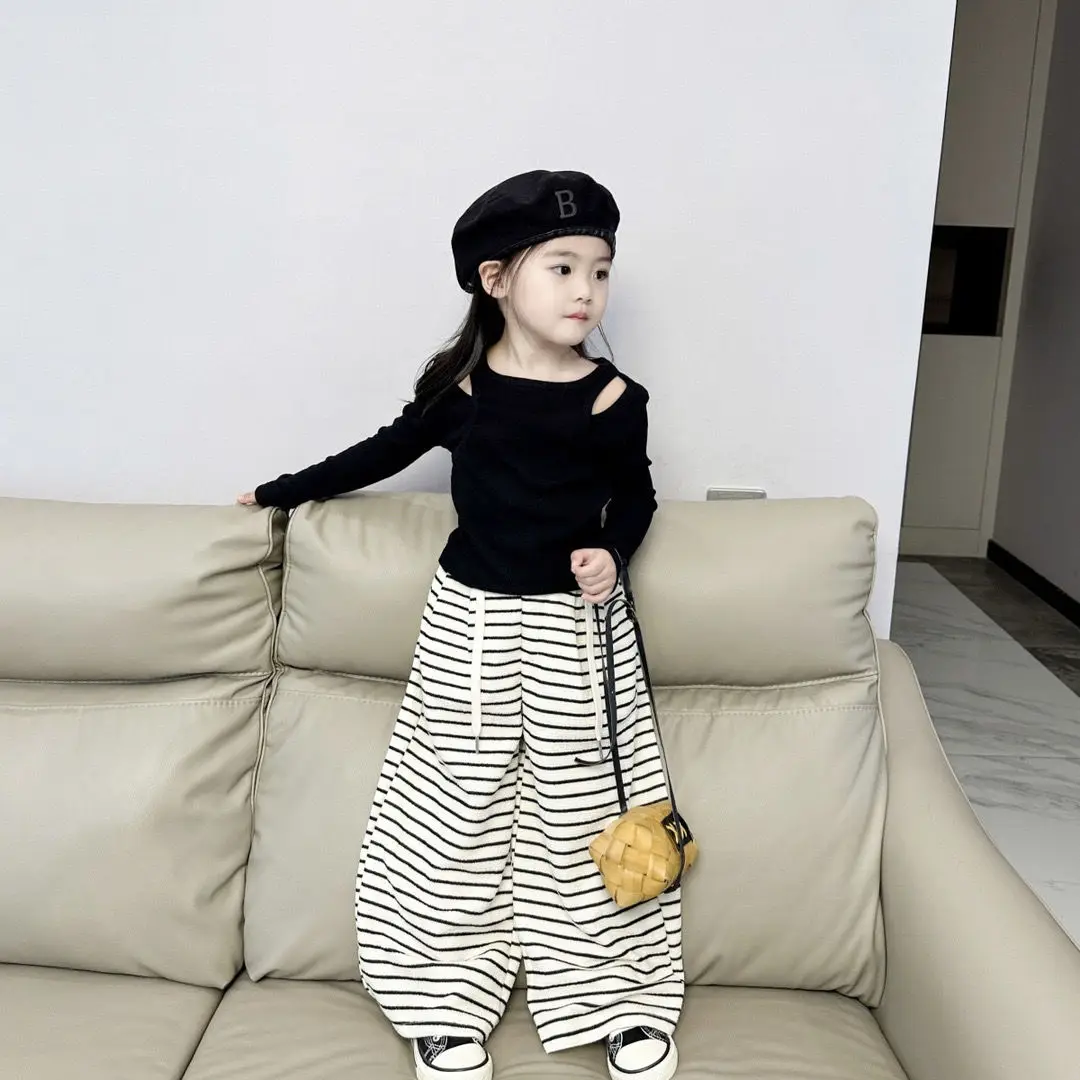 مجموعة الخريف الجديدة للفتيات: بلوزة بأكمام طويلة وبنطال أنيق واسع الساق مكون من قطعتين ملابس غير رسمية للفتيات الصغيرات #6
