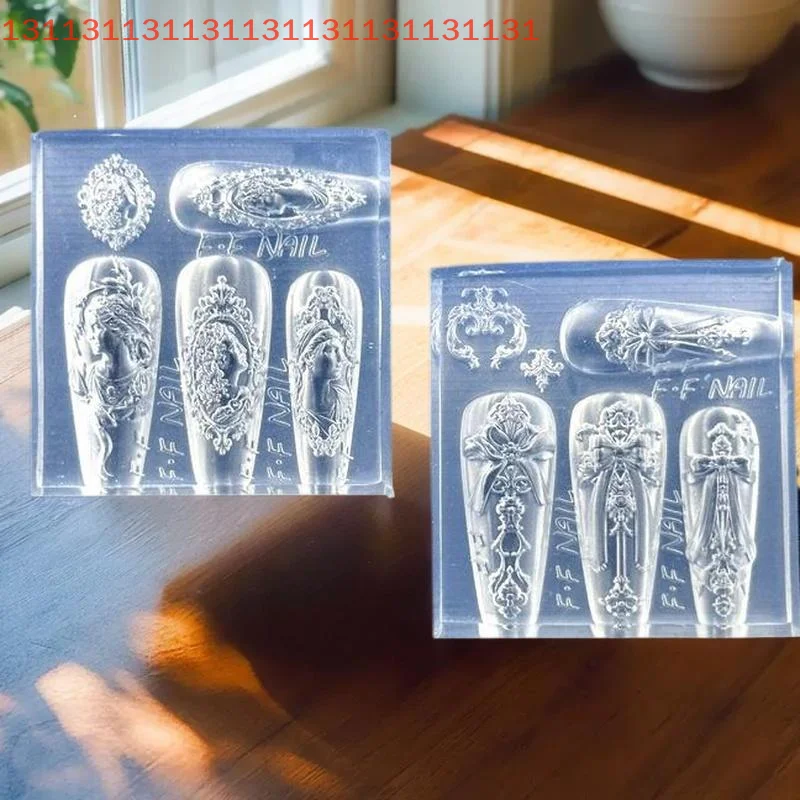 قالب شفاف ثلاثي الأبعاد لفن الأظافر، تصميم القوس DIY، إطار صورة الرمزية على الطراز الأوروبي، أداة سيليكون لتزيين المانيكير #2