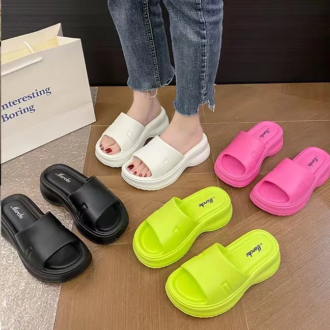 2024 Summer Women EVA Fashion Slippers Ladies Beach Outdoor Sandals Female High Platform Indoor Soft Shoes With 7cm Thick Sole