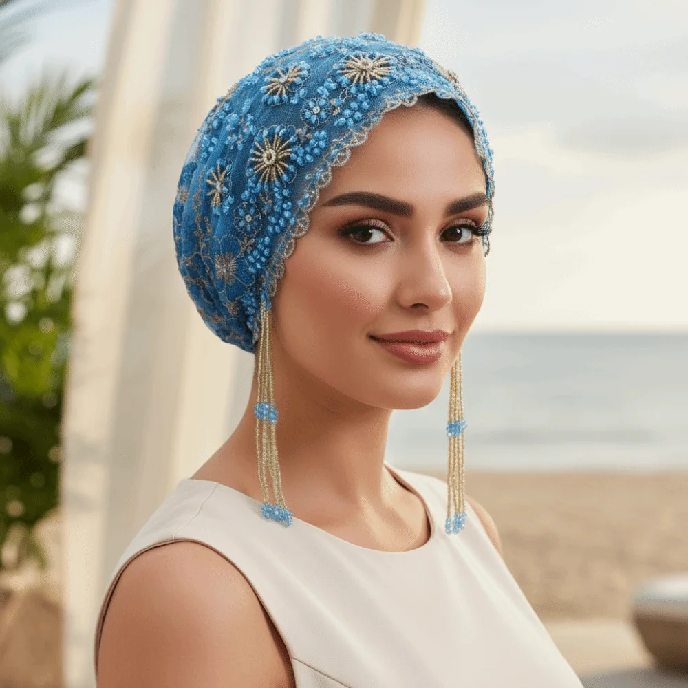 chapeu-turbante-com-contas-brilhantes-bordado-floral-touca-de-malha-transparente-com-cauda-de-peixe-borda-ondulada-faixa-elastica-touca-com-contas-viagem-e-ferias