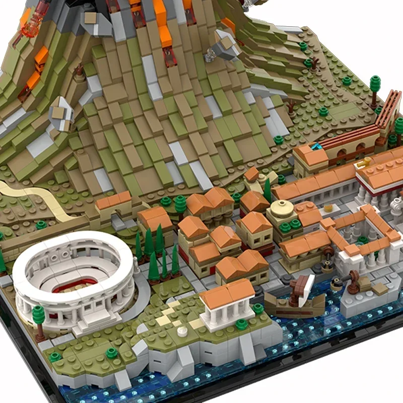 Street View Model Moc Building Bricks Vesuvius Pompeii Volcano Technology Modular Blocks Gifts Christmas Toys DIY Sets Assembly