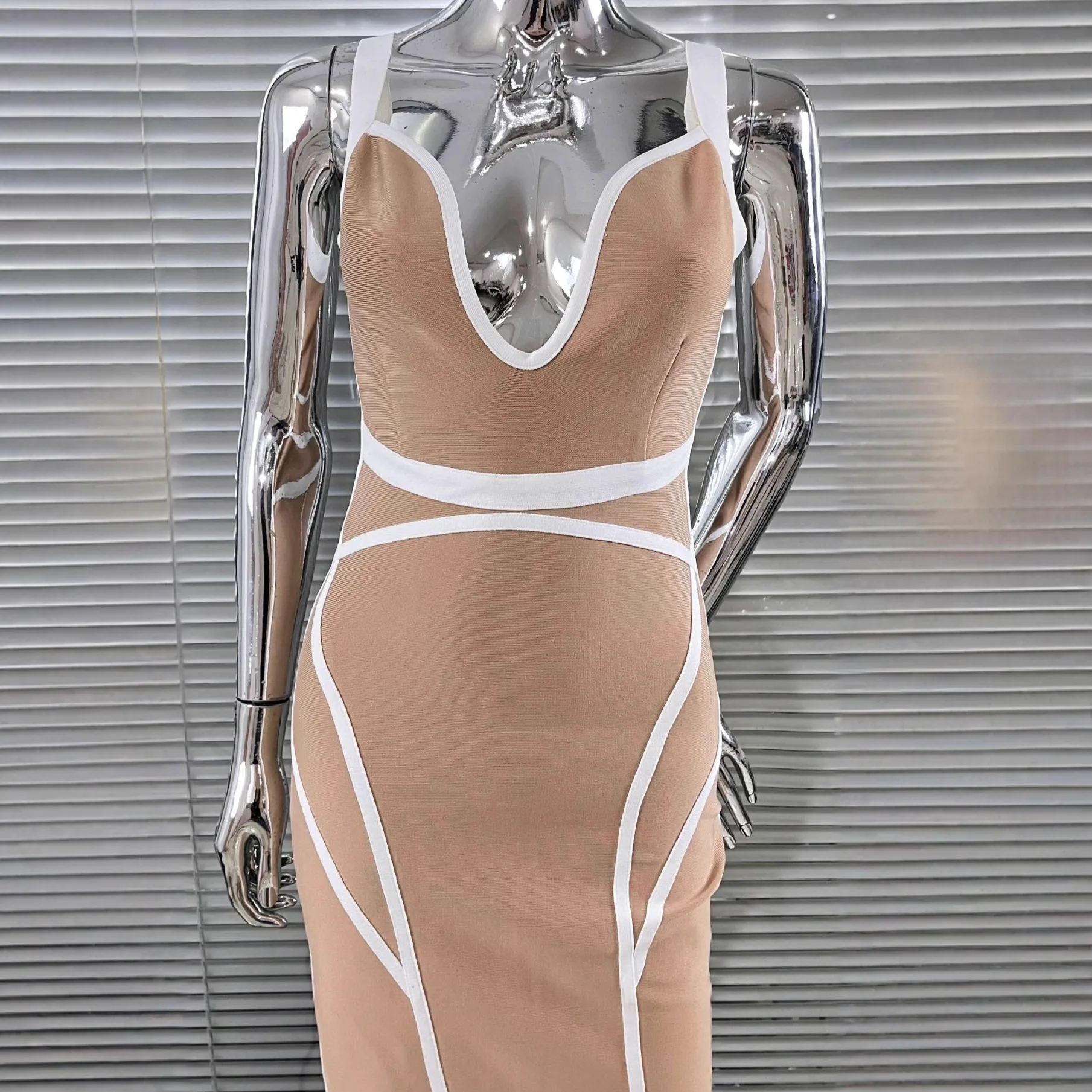 فستان سهرة أبيض بحافة مشمشية ا - مراجعة Women'S Formal Dinner Wear وسعره